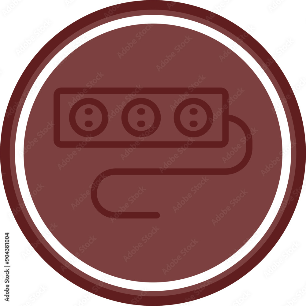 Power Strip Vector Line Double Circle Maroon Power Strip Vector Line Double Circle Maroon