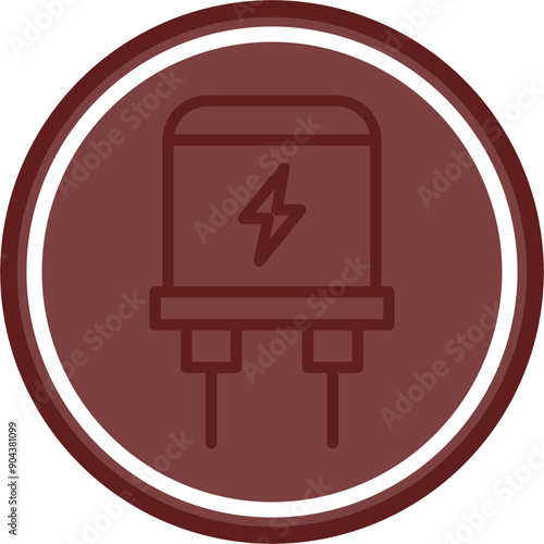 Capacitor Vector Line Double Circle Maroon