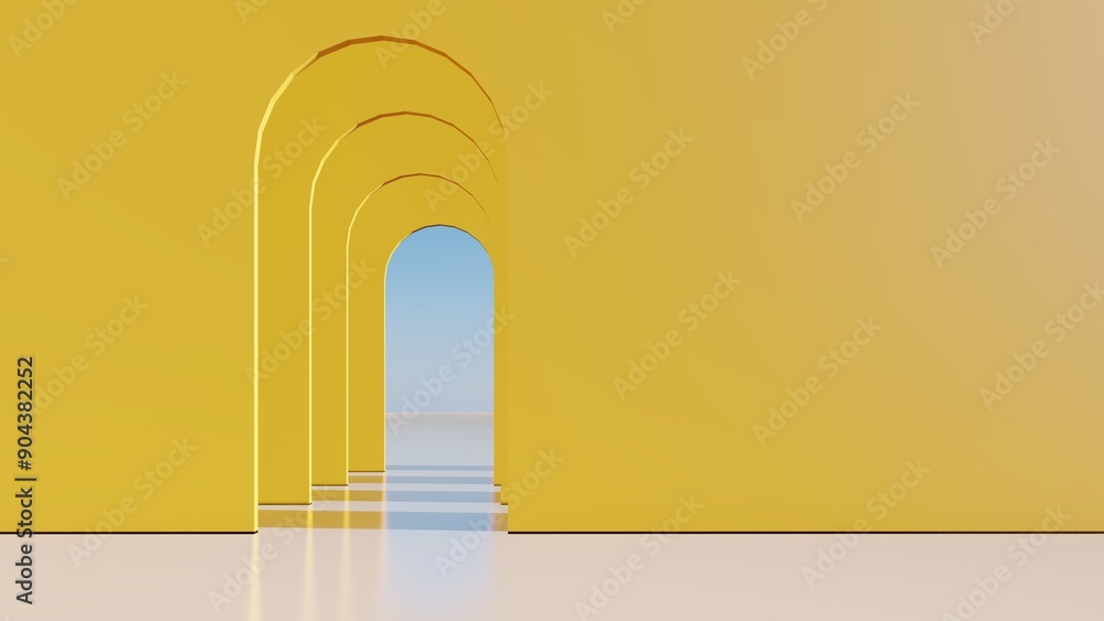 Architecture interior background empty arched pass 3d render Architecture interior background empty arched pass 3d render