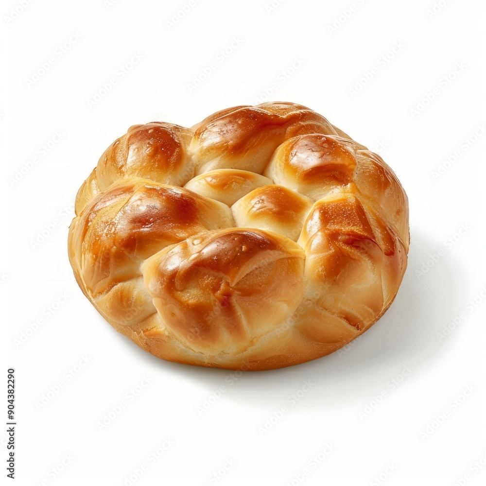 Medium shot of Sweet bread bun, isolated on a white background, bright and vivid tonality Medium shot of Sweet bread bun, isolated on a white background, bright and vivid tonality