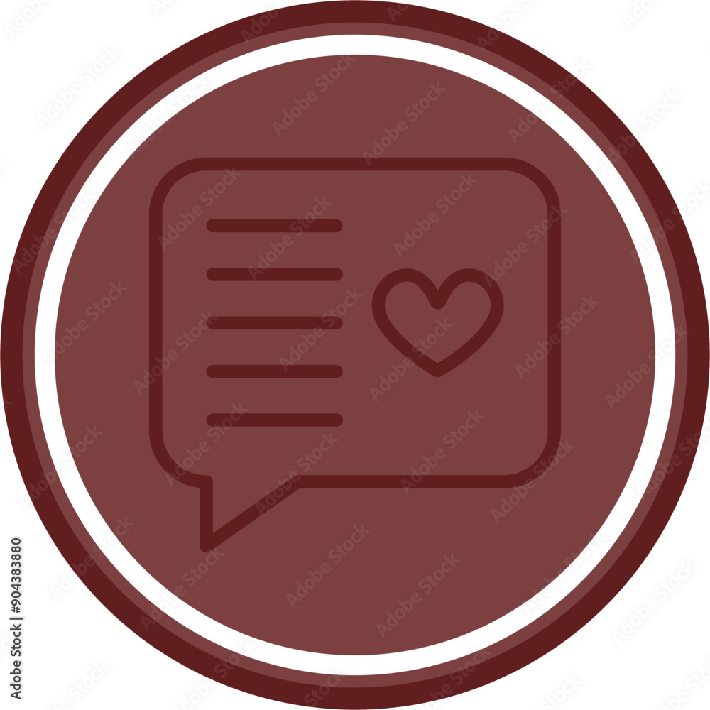 Love Message Vector Line Double Circle Maroon Love Message Vector Line Double Circle Maroon
