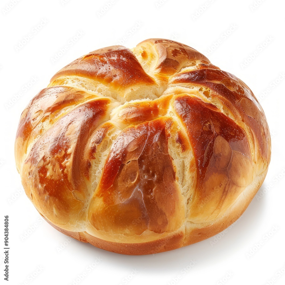 Medium shot of Sweet bread bun, isolated on a white background, bright and vivid tonality Medium shot of Sweet bread bun, isolated on a white background, bright and vivid tonality
