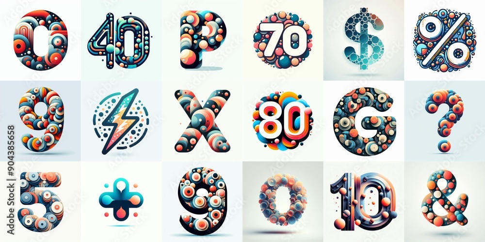 Obraz premium circles shapes Lettering Typeface. AI generated illustration