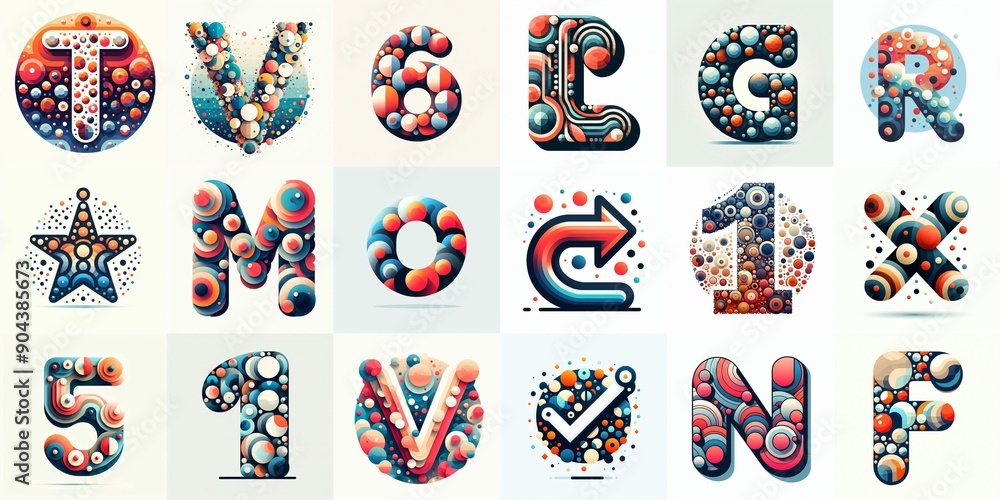 Naklejka premium circles shapes Lettering Typeface. AI generated illustration