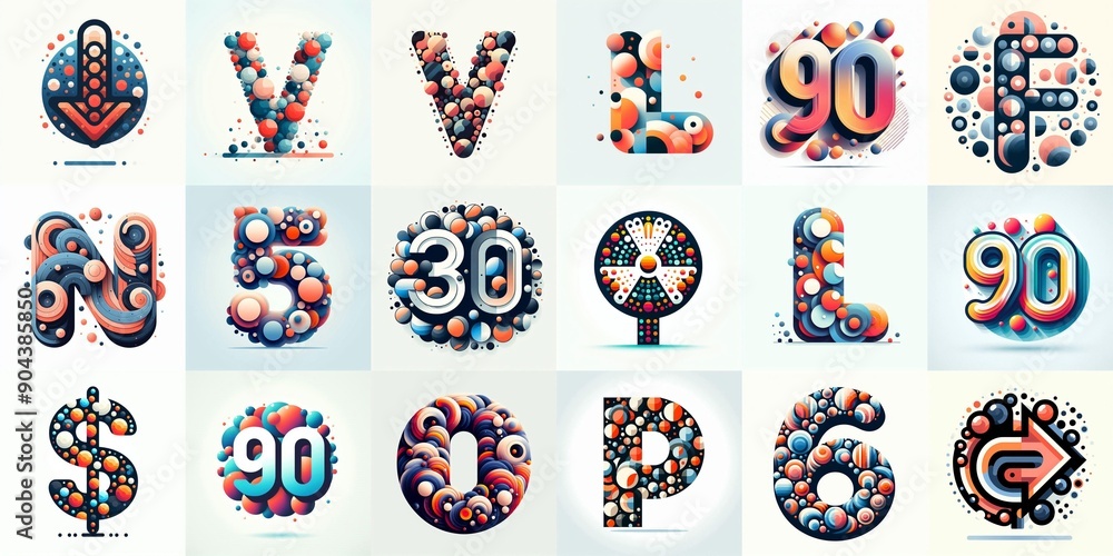 Obraz premium circles shapes Lettering Typeface. AI generated illustration