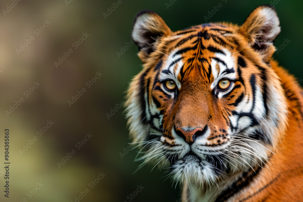 Tiger resting on jungle background, beautiful big wild cat, wildlife protection concept Tiger resting on jungle background, beautiful big wild cat, wildlife protection concept