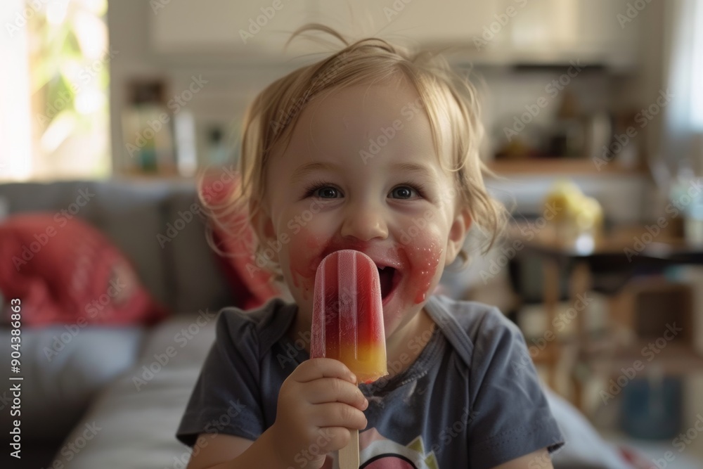 Beautiful baby bushy hair and joyful expression. Lovable baby curly hair playful and calm. Little one smiles while eating ice cream. Beautiful baby bushy hair and joyful expression. Lovable baby curly hair playful and calm. Little one smiles while eating ice cream.