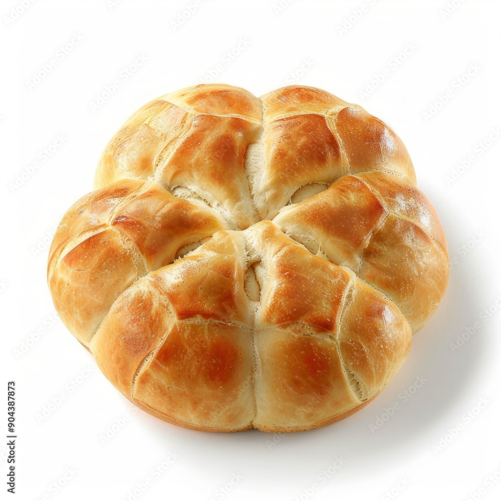 Medium shot of Sweet bread bun, isolated on a white background, bright and vivid tonality Medium shot of Sweet bread bun, isolated on a white background, bright and vivid tonality