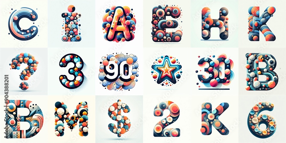 Obraz premium circles shapes Lettering Typeface. AI generated illustration