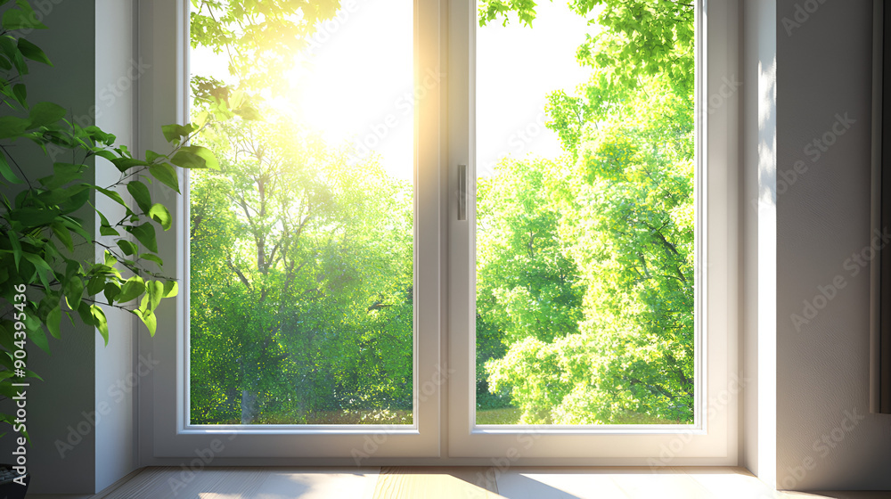 Fototapeta premium Realistic Image of Energy-Efficient Window Saving Homeowner on Utility Bills