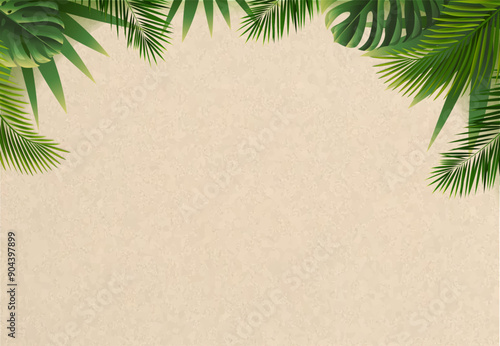 Tropic Frame With Palm Leaf Border And Beach Sand