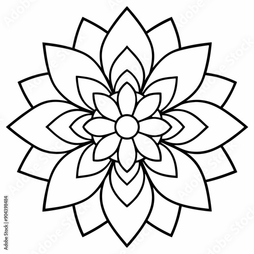 Mandala Line Drawing Design with white backgrround