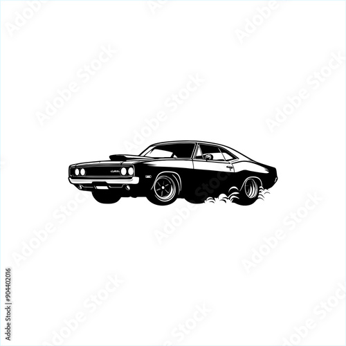 siluet logo of classic muscle car