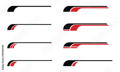 Set of abstract geometric stripes racing style car body wrap stickers