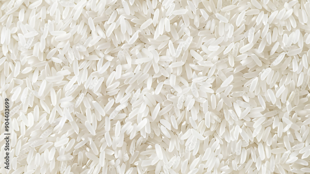 Close-Up View of Raw White Rice Grains Spread Out on Neutral Background Close-Up View of Raw White Rice Grains Spread Out on Neutral Background