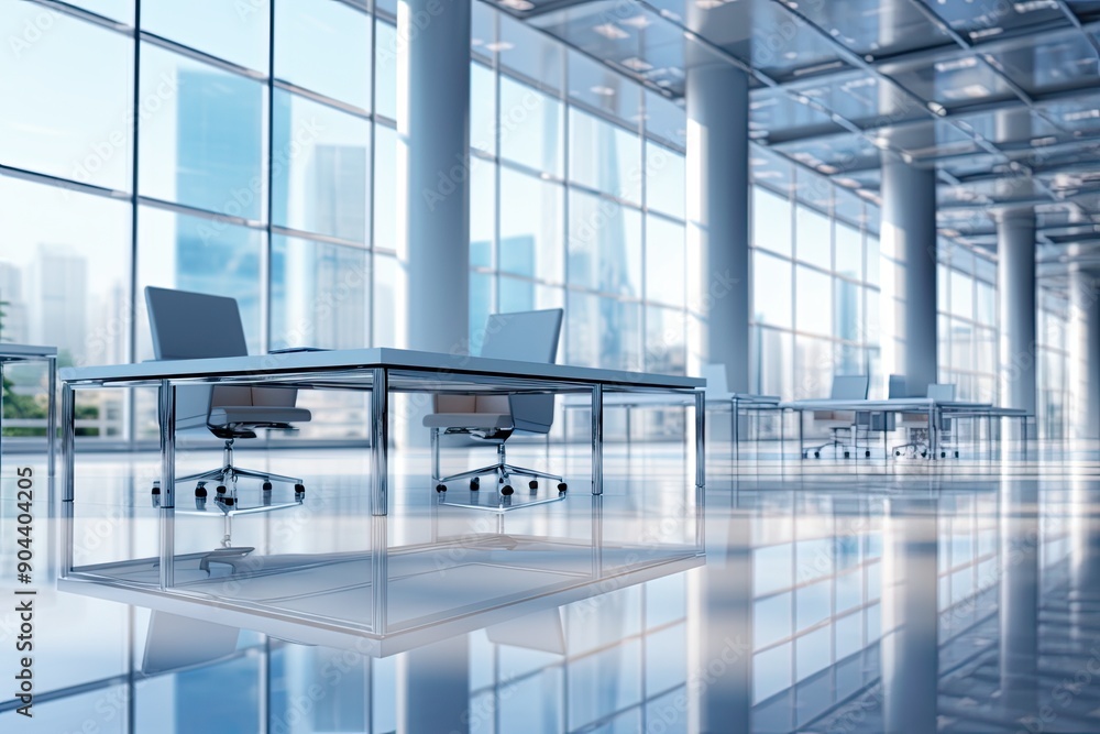 Naklejka premium Empty Modern Office Space Blurred Background