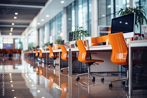 Empty Modern Office Space Blurred Background