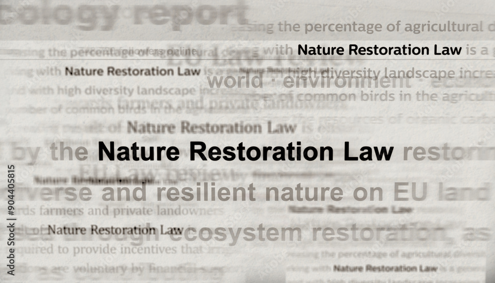 Obraz premium Nature restoration law headline titles media 3d illustration