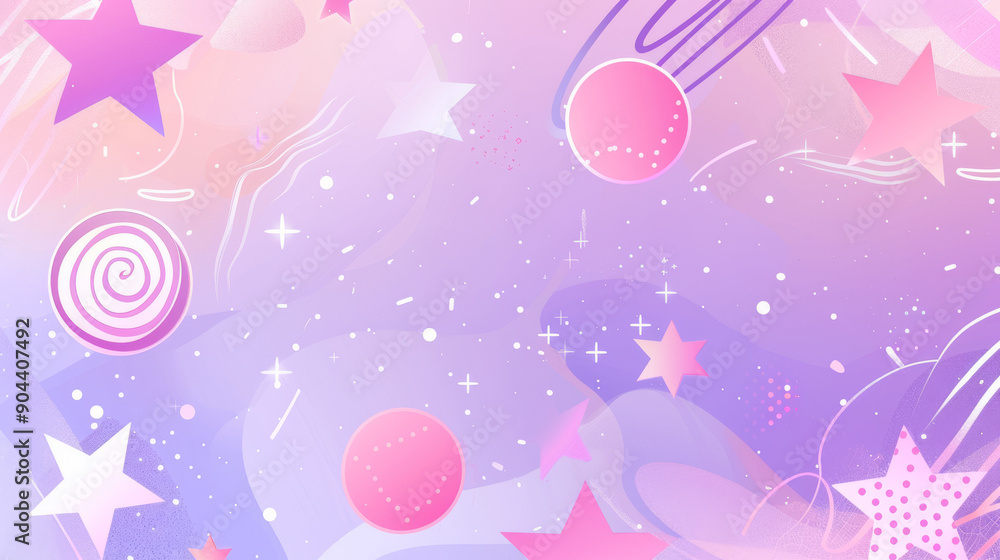 Colorful Abstract Background Featuring Stars and Circles in Pastel Hues for Creative Projects and Design Use Colorful Abstract Background Featuring Stars and Circles in Pastel Hues for Creative Projects and Design Use