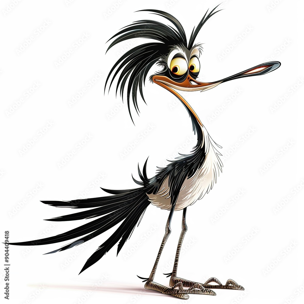Fototapeta premium Roadrunner Edgy fashion cartoon isolated whitebackground
