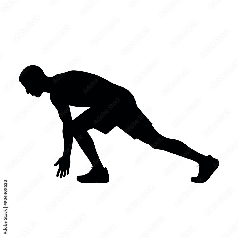 a runner prepare for run, step to run, coundown for run, vector silhouette, isolated white background a runner prepare for run, step to run, coundown for run, vector silhouette, isolated white background