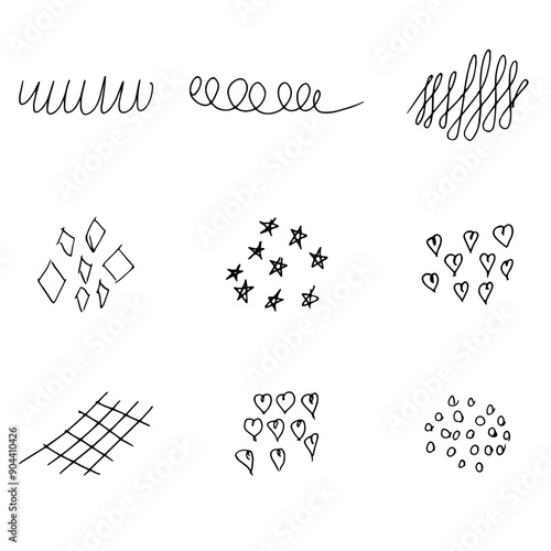 Cartoon line effects and sparks, vector comic doodles hand drawn splashes burst and explosion elements