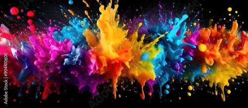 above brightly colored splash of paint splashed onto dark background image and use it as your wallpaper,