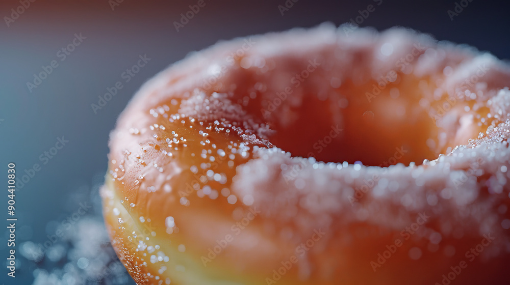 Delicious Glazed Donut Topped With Sugar on a Dark Surface Delicious Glazed Donut Topped With Sugar on a Dark Surface