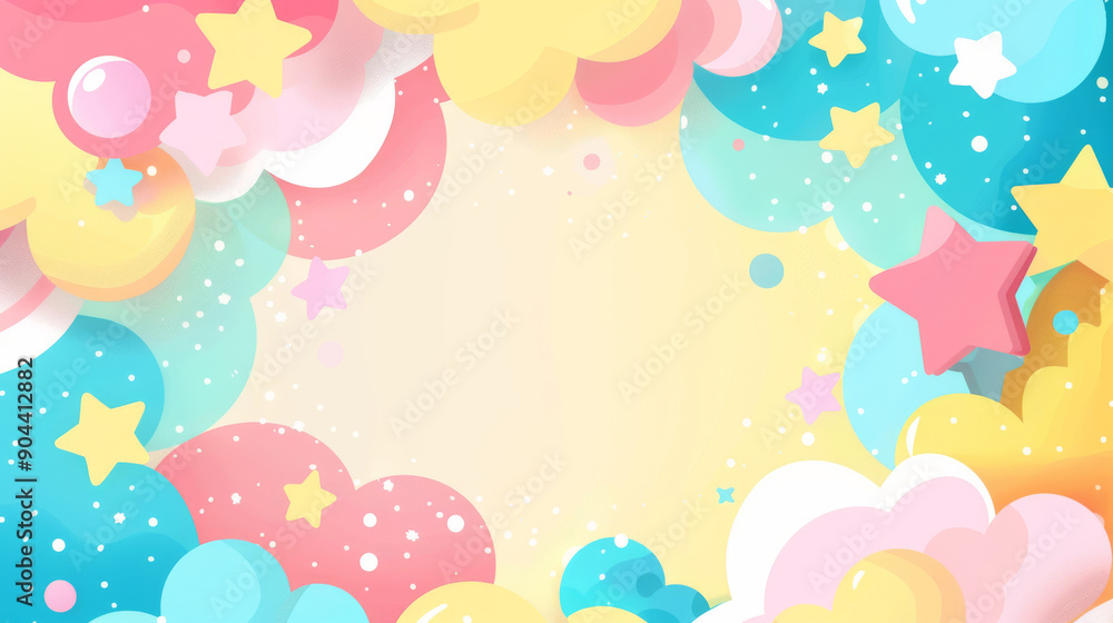 Colorful Background With Clouds and Stars Creating a Festive Atmosphere for Celebrations Colorful Background With Clouds and Stars Creating a Festive Atmosphere for Celebrations