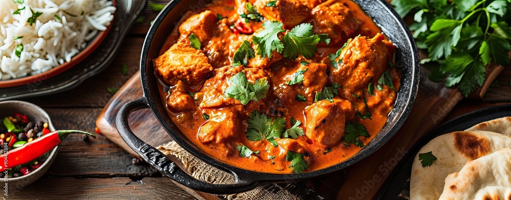 Indian Chicken Tikka Masala dish in a Korai Indian Chicken Tikka Masala dish in a Korai