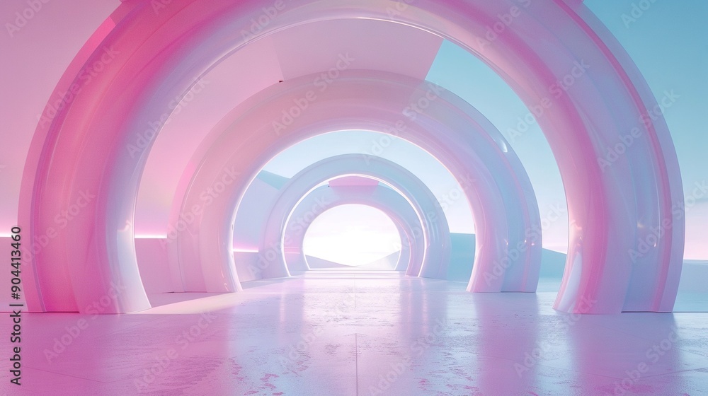 Obraz premium Tunnel is already plural, so it's tunnels And light should be lowercase.. A white and pink tunnel with