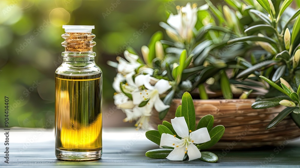 A collection of herbal products, essential oils, and natural ingredients arranged on a table surrounded by greenery, highlighting a focus on wellness and tranquility A collection of herbal products, essential oils, and natural ingredients arranged on a table surrounded by greenery, highlighting a focus on wellness and tranquility