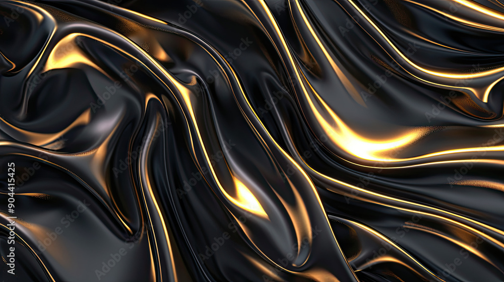 Luxurious Golden Background with Satin Drapery, 3D Abstract Modern Wallpaper, Golden with Black Wavy Lines, Elegant Satin Texture, Rich and Opulent Design, High-Resolution Background, Stylish Wavy Luxurious Golden Background with Satin Drapery, 3D Abstract Modern Wallpaper, Golden with Black Wavy Lines, Elegant Satin Texture, Rich and Opulent Design, High-Resolution Background, Stylish Wavy