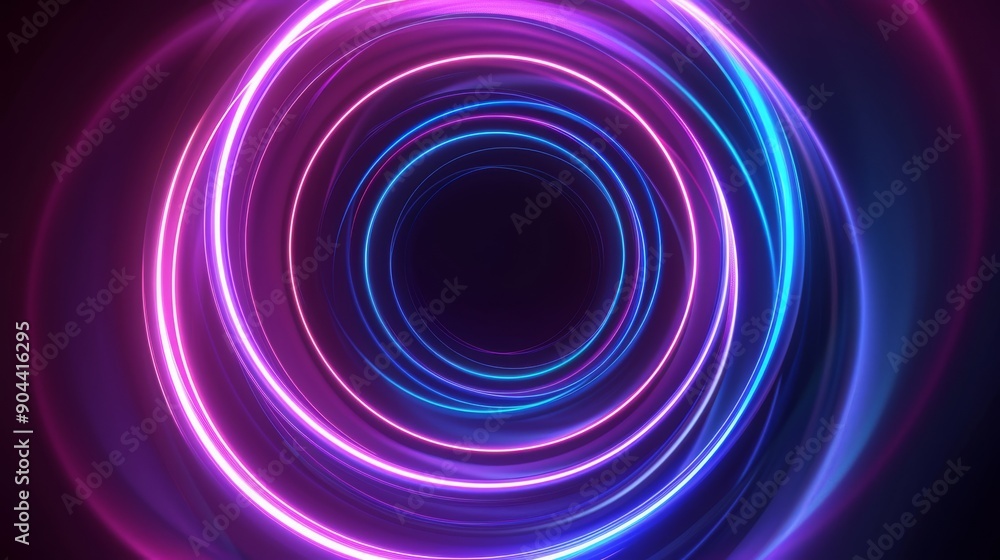 Vibrant Neon Circular Light Pattern in Abstract Swirl Design with glowing colors and futuristic feel Vibrant Neon Circular Light Pattern in Abstract Swirl Design with glowing colors and futuristic feel