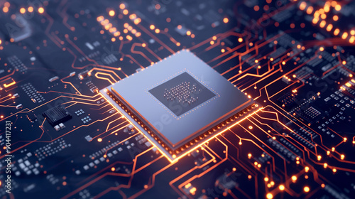 A modern microchip with advanced architecture and cooling technology photo