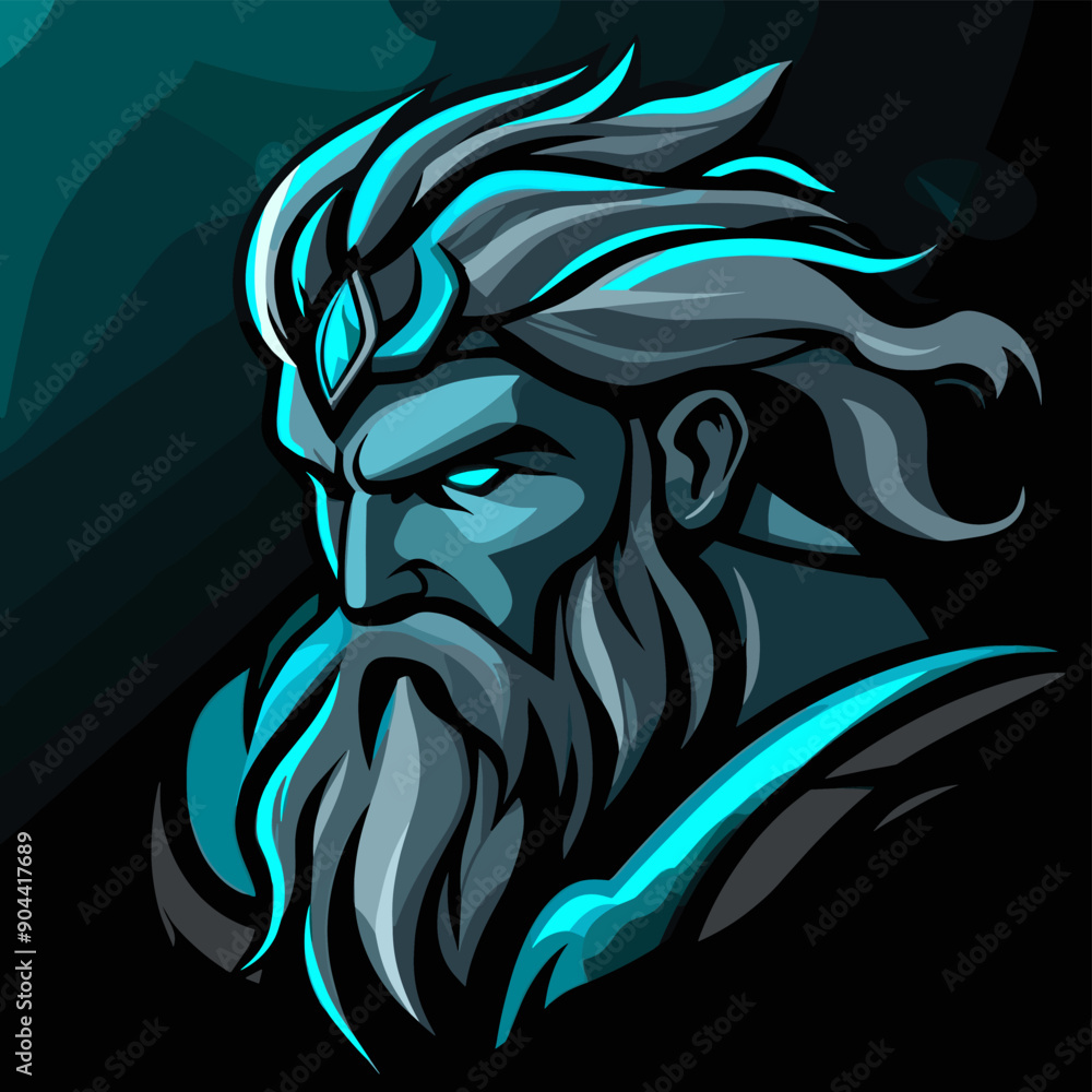 Zeus vector mascot logo design with modern illustration concept style for badge, emblem and tshirt printing. Zeus sticker. Zeus illustration for sport and esport team logotype Zeus vector mascot logo design with modern illustration concept style for badge, emblem and tshirt printing. Zeus sticker. Zeus illustration for sport and esport team logotype