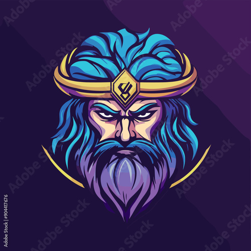 Zeus vector mascot logo design with modern illustration concept style for badge, emblem and tshirt printing. Zeus sticker. Zeus illustration for sport and esport team logotype