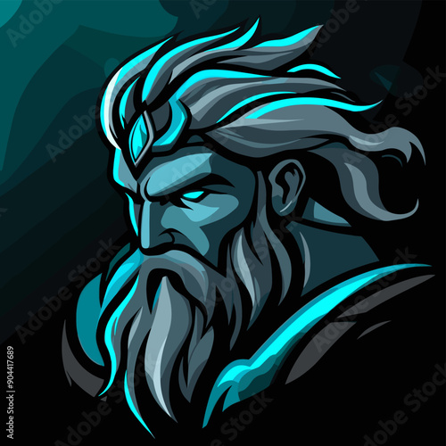 Zeus vector mascot logo design with modern illustration concept style for badge, emblem and tshirt printing. Zeus sticker. Zeus illustration for sport and esport team logotype