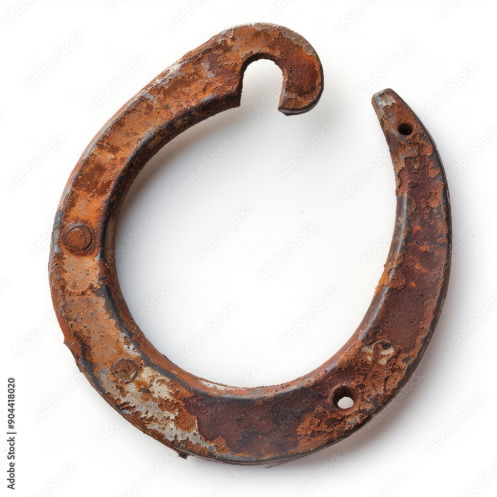 Medium shot of horseshoe, isolated on a white background, bright tonality, Medium shot of horseshoe, isolated on a white background, bright tonality,