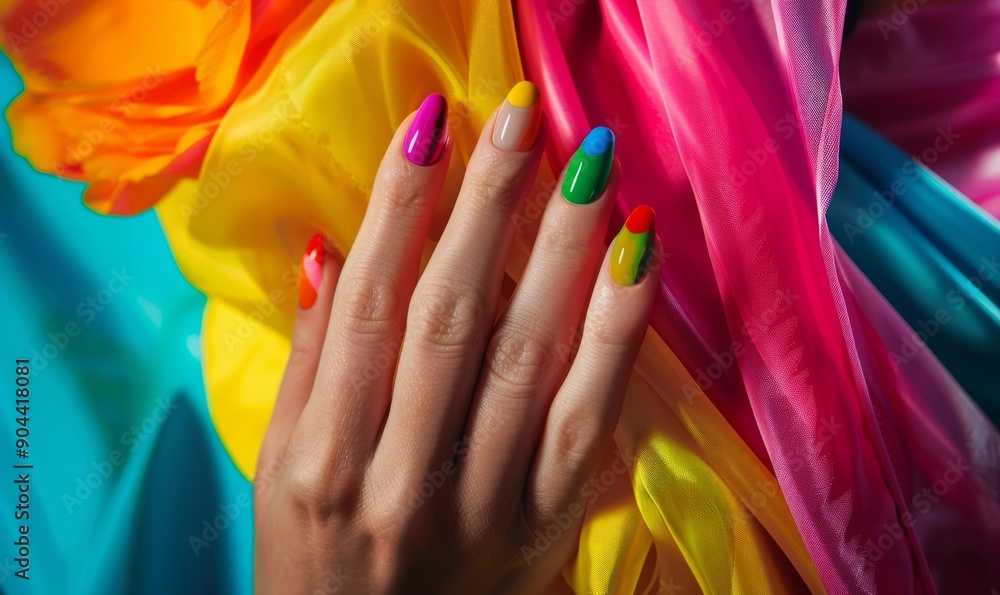 Fototapeta premium Vibrant manicures with bold color palettes