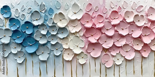 Artistic composition of pastel flowers arranged in a pattern