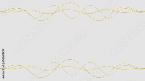 Abstract golden waves animation. Glowing lines path intro video grey background