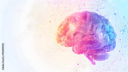 Human brain with network connections, isolated and colored