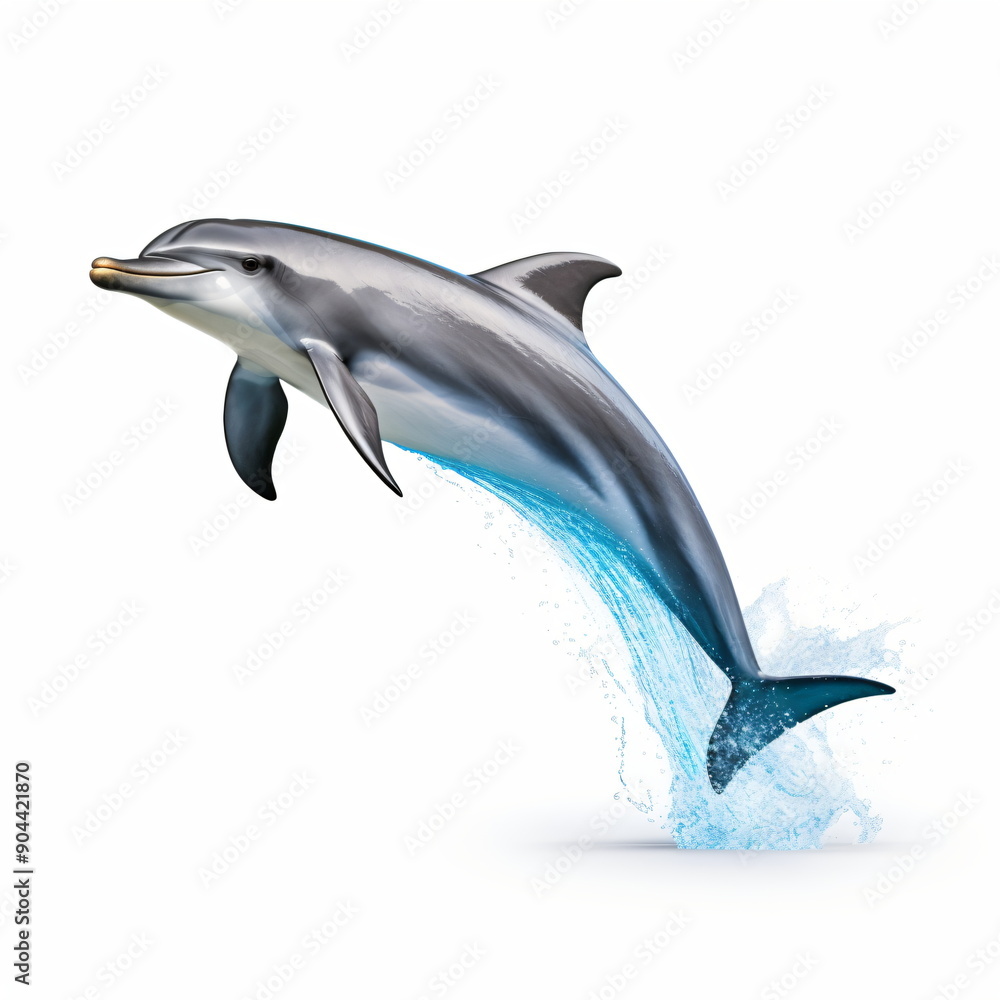 Obraz premium cute dolphin jumping on white background