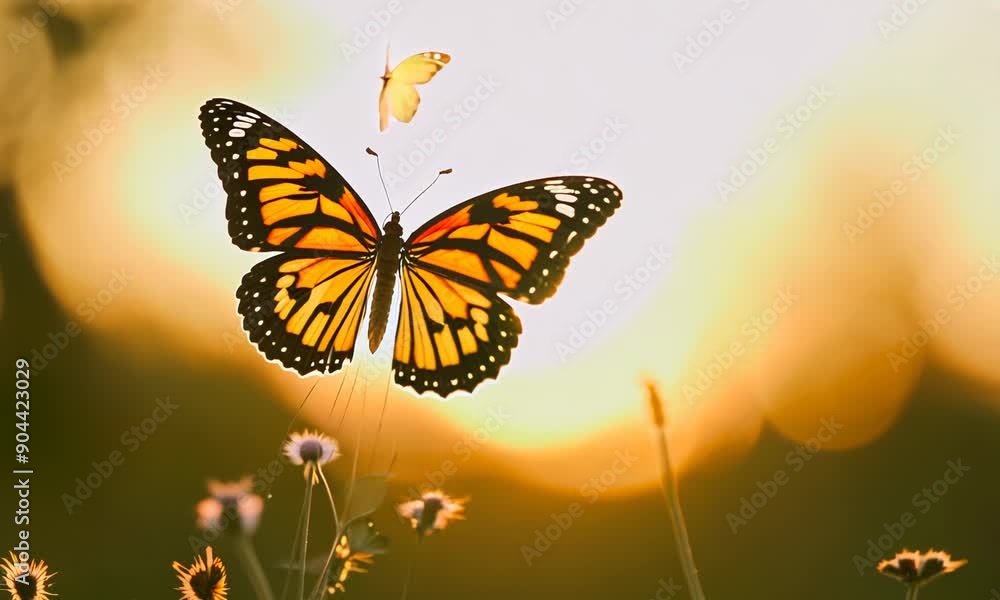 enchanting courtship of two monarch butterflies as they flutter together in a delicate dance of love and connection. 4K Video enchanting courtship of two monarch butterflies as they flutter together in a delicate dance of love and connection. 4K Video