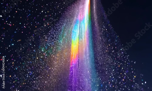 It was as if a million tiny crystals had been broken and released into the sky each one pulsating with a unique hue and contributing to the sparkling rainbow particles dancing above. 4K Video photo