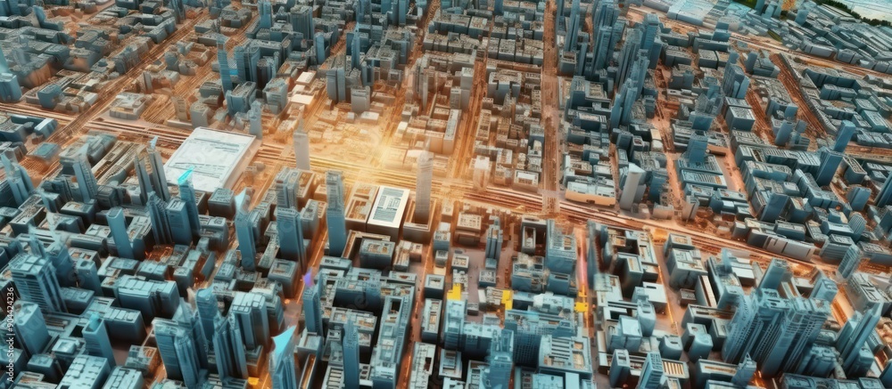 Aerial View of a Cityscape with Buildings and Roads Aerial View of a Cityscape with Buildings and Roads
