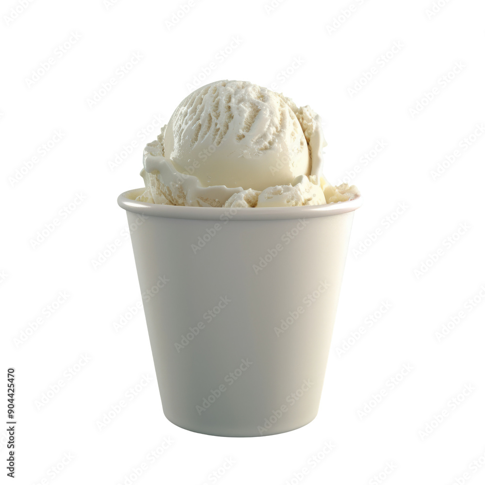 Vanilla ice cream served in a ceramic cup and placed against a transparent background Vanilla ice cream served in a ceramic cup and placed against a transparent background