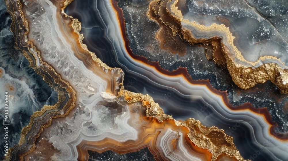 Golden marble slab with veins of gold and silver, a luxurious natural decorative material. Golden marble slab with veins of gold and silver, a luxurious natural decorative material.