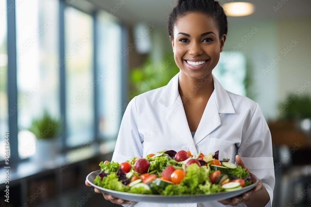 A young woman happily holding a plate of fresh vegetables. A young woman happily holding a plate of fresh vegetables.